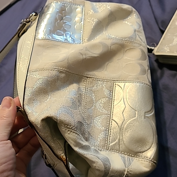 COACH SILVER PATCHWORK SATCHEL With Matching Wallet - Picture 3 of 17